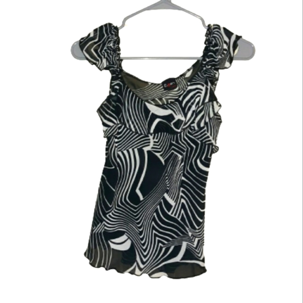Women's E.gen Size M blouse, black, white